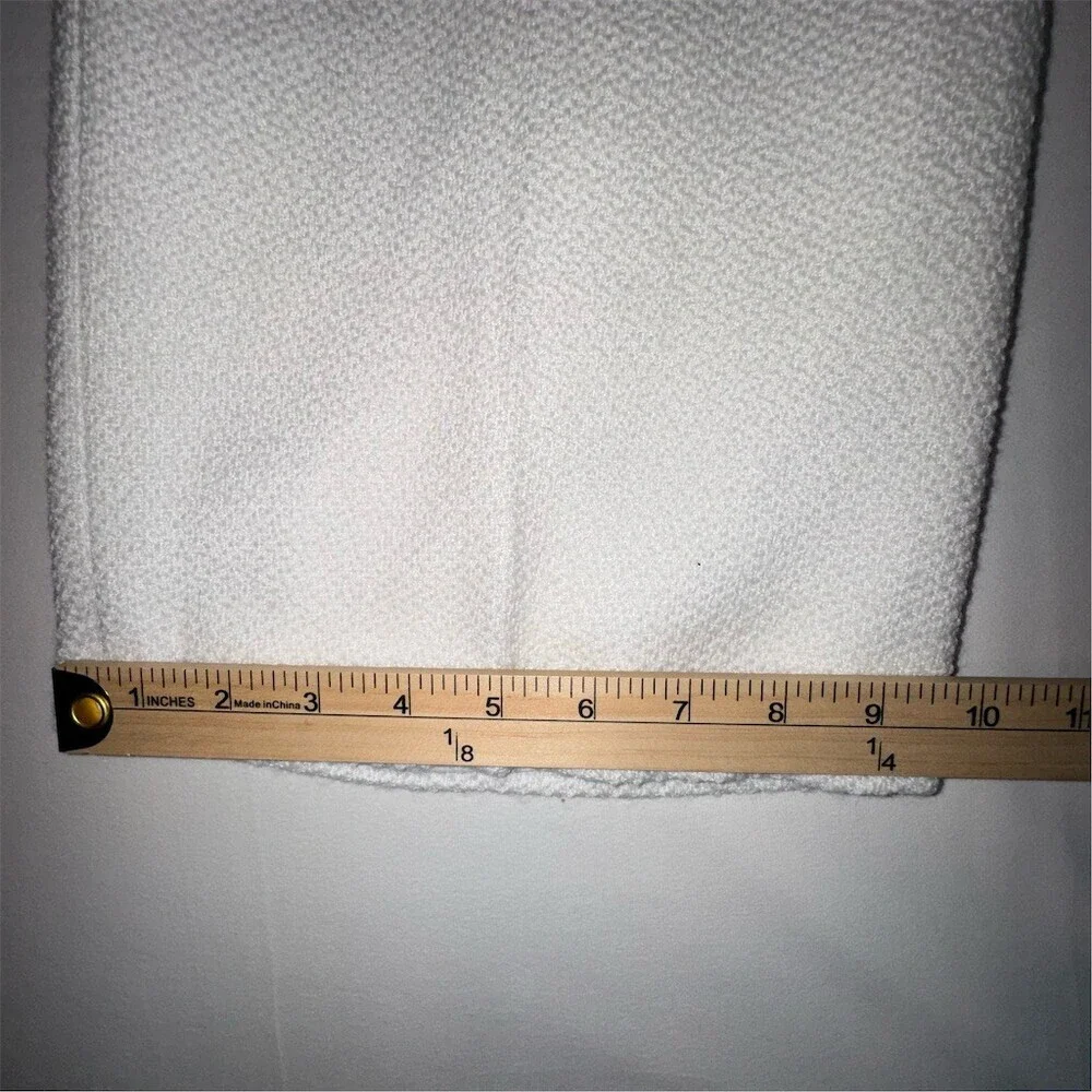 FEHAUTE Jumpsuit Womens Size 4 White Tweed Wide-Leg Pockets Quiet Luxury - Picture 12 of 16